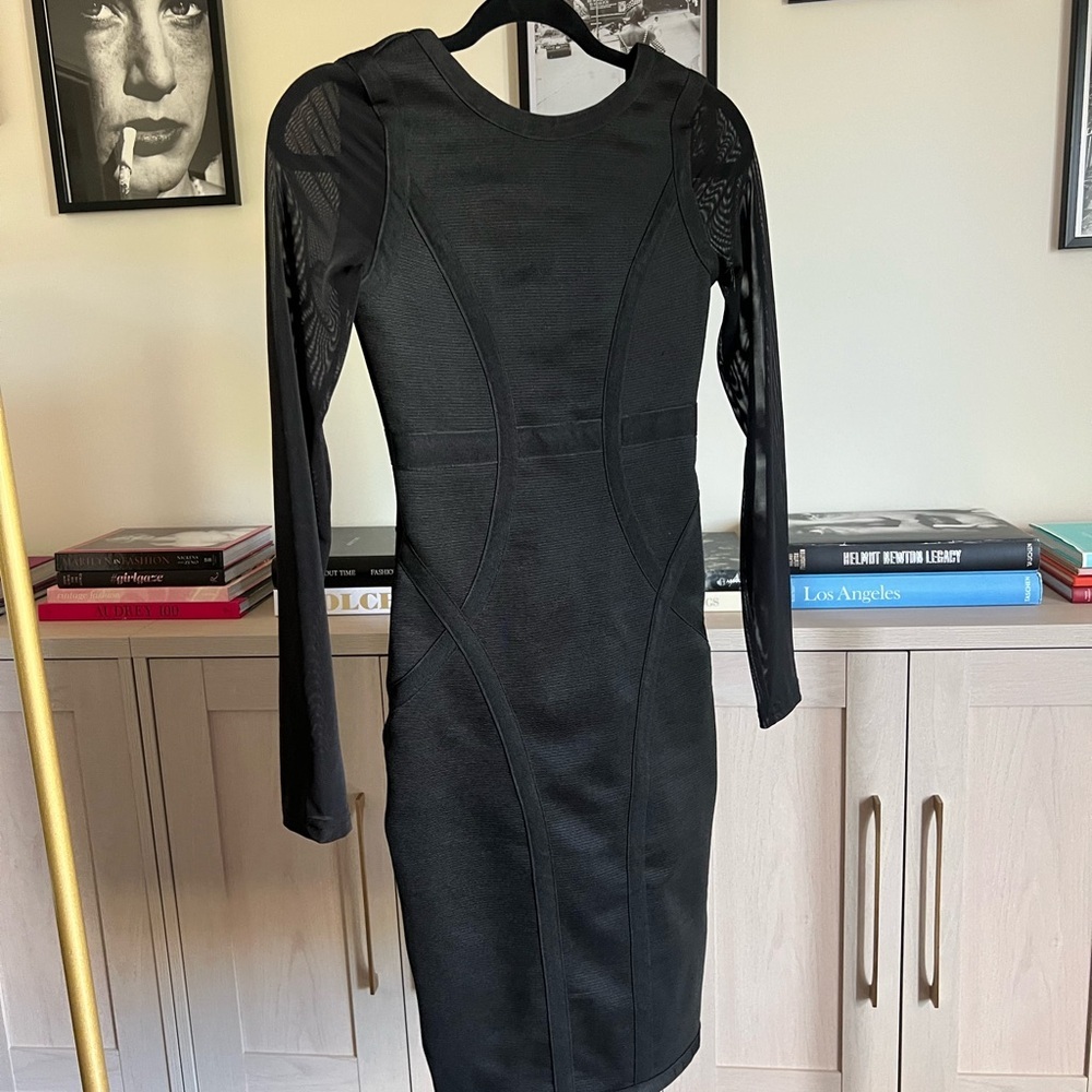 Black Bandage Bodycon Mini Dress Open Back Night Out Party Sculpting Sz‎ S